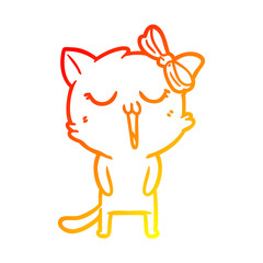 warm gradient line drawing cartoon cat