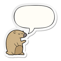 cartoon bear and speech bubble sticker