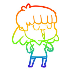 rainbow gradient line drawing cartoon woman