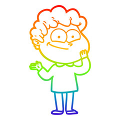 rainbow gradient line drawing cartoon happy man