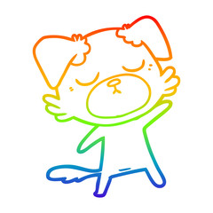 rainbow gradient line drawing cute cartoon dog