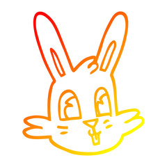 Fototapeta premium warm gradient line drawing cartoon bunny face