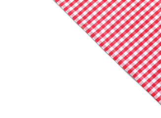 Fototapeta premium Classic red checkered tablecloth isolated on white, top view