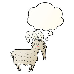 cartoon goat and thought bubble in smooth gradient style