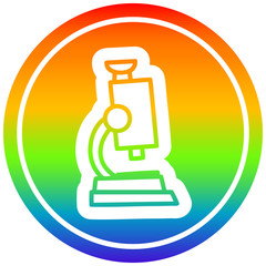 microscope and slide circular in rainbow spectrum