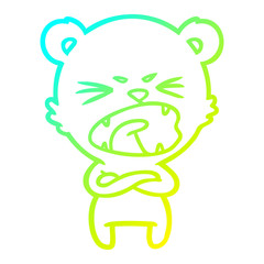 cold gradient line drawing angry cartoon bear shouting