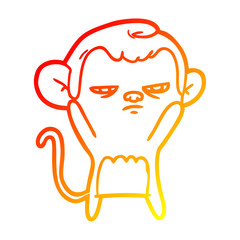 warm gradient line drawing cartoon monkey