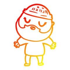 warm gradient line drawing cartoon man with beard