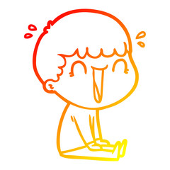 warm gradient line drawing laughing cartoon man