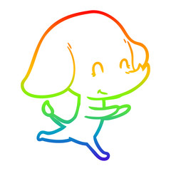 rainbow gradient line drawing cute cartoon elephant