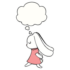 cute cartoon rabbit and thought bubble