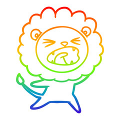 rainbow gradient line drawing cartoon lion