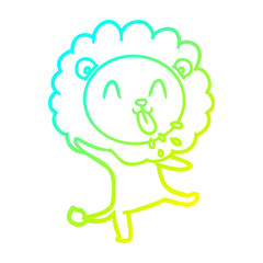 cold gradient line drawing happy cartoon lion