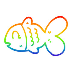 rainbow gradient line drawing cartoon fish