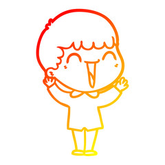 warm gradient line drawing cartoon happy man
