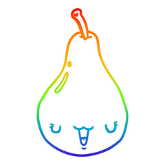 rainbow gradient line drawing cartoon pear