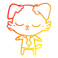 warm gradient line drawing cute cartoon dog