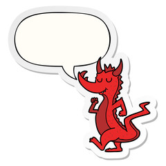 cartoon cute dragon and speech bubble sticker