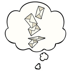 cartoon letters and thought bubble