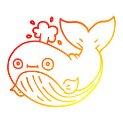 warm gradient line drawing cartoon whale