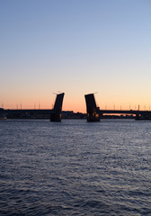 Fototapeta na wymiar The Alexander Nevsky Bridge at dawn.