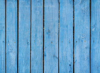 Grunge background of weathered painted blue wooden plank. Vertical, copy space. Rustic.