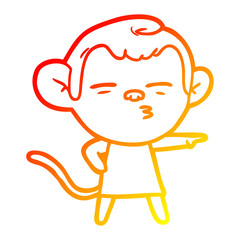 warm gradient line drawing cartoon suspicious monkey