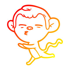 warm gradient line drawing cartoon suspicious monkey