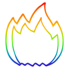 rainbow gradient line drawing cartoon open flame