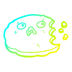 cold gradient line drawing cartoon cookie