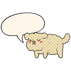 cartoon dog and speech bubble in comic book style