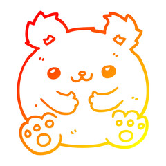 warm gradient line drawing cartoon bear
