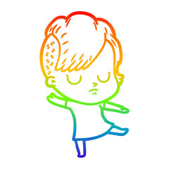 rainbow gradient line drawing cartoon woman