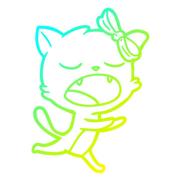 recommend clip art: cold gradient line drawing cartoon yawning cat