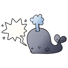 cartoon whale and speech bubble in smooth gradient style