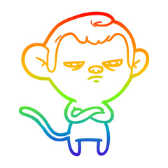 rainbow gradient line drawing cartoon monkey