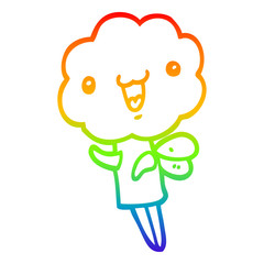 rainbow gradient line drawing cute cartoon cloud head creature