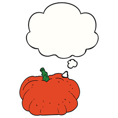 cartoon pumpkin and thought bubble
