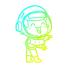 Obraz premium cold gradient line drawing happy cartoon astronaut