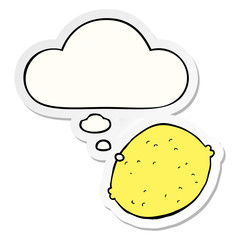 cartoon lemon and thought bubble as a printed sticker