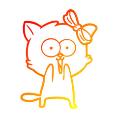 warm gradient line drawing cartoon cat