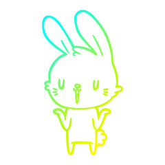 cold gradient line drawing cute cartoon rabbit