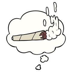 cartoon marijuana joint and thought bubble