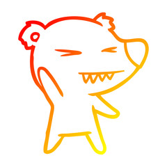 warm gradient line drawing angry polar bear cartoon