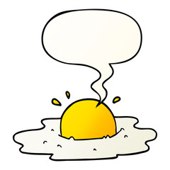 cartoon fried egg and speech bubble in smooth gradient style