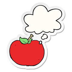 cartoon apple and thought bubble as a printed sticker