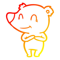 warm gradient line drawing friendly bear cartoon