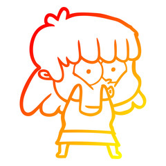 warm gradient line drawing cartoon whistling girl