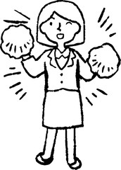 Monochrome Illustration of a Business woman face and pose