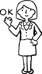 Monochrome Illustration of a Business woman face and pose